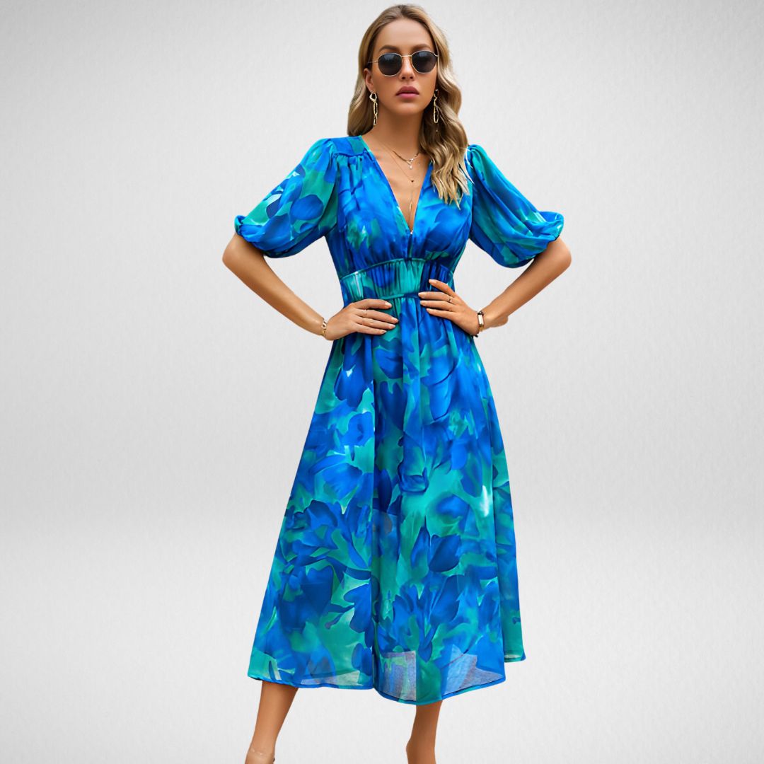 Giuliana – Rochie de Damă Elegantă Midi cu Decolteu în V și Croială Ajustată