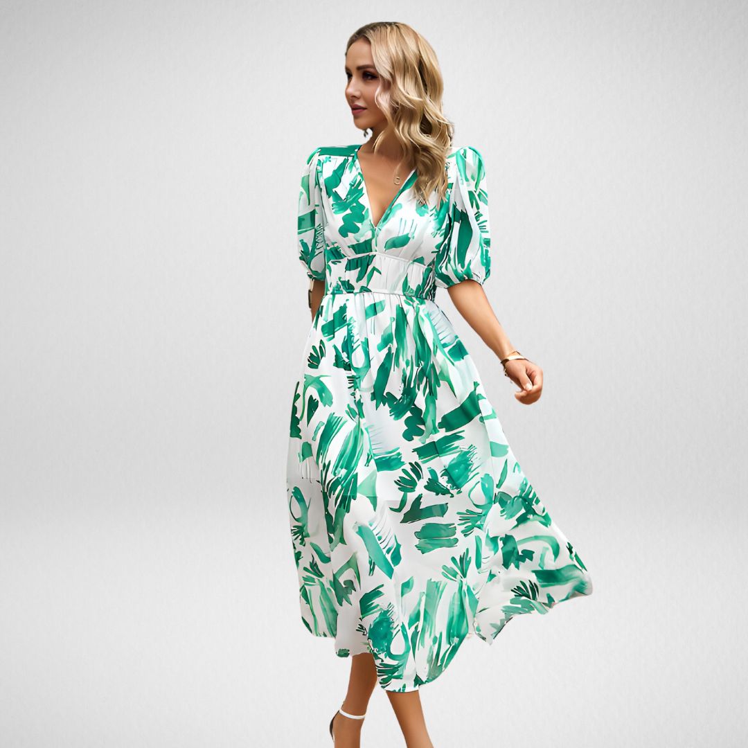 Giuliana – Rochie de Damă Elegantă Midi cu Decolteu în V și Croială Ajustată
