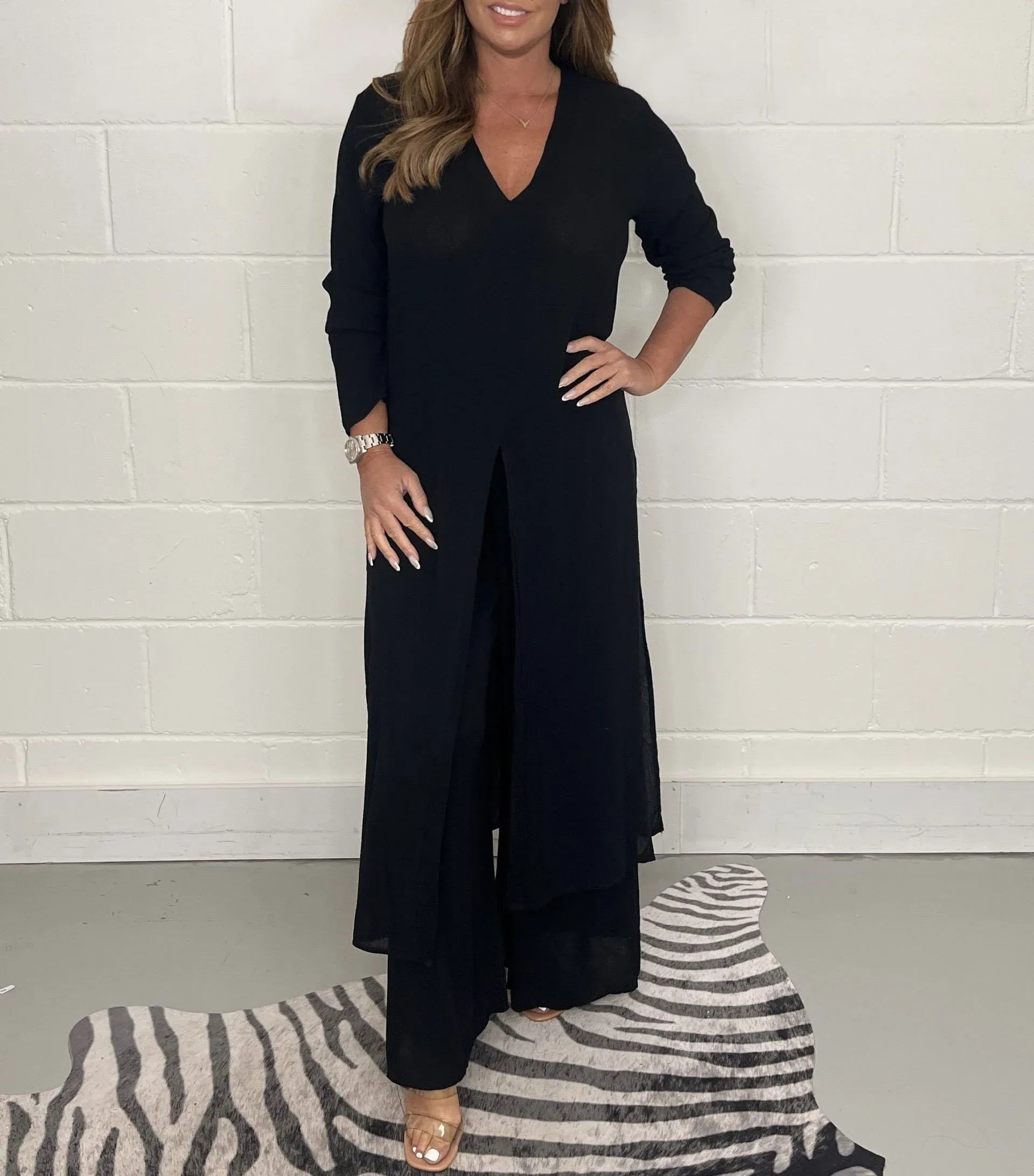 Johanna – Set Damă Elegant Fluid în Două Piese cu Top și Pantaloni Largi