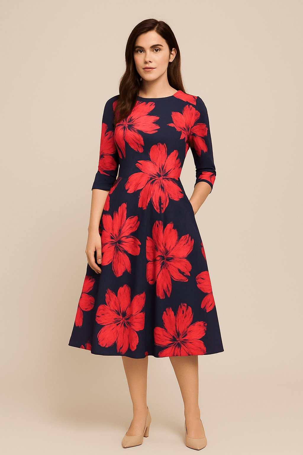 Rochie A-Line pentru Femei Malie - Stil Elegant cu Imprimare Florală