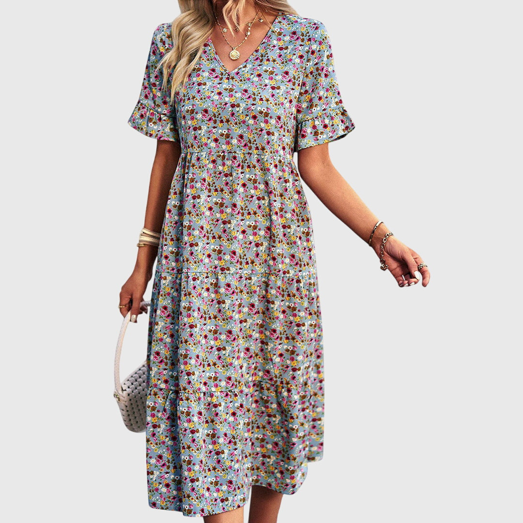 Carol – Rochie de Damă Midi Florală Elegantă