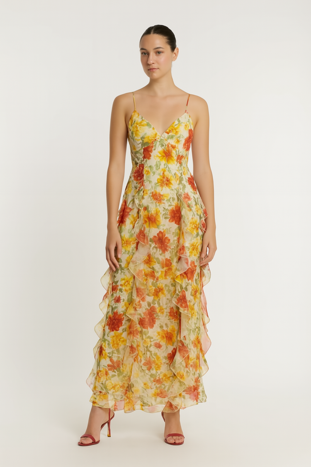 Fiona™ Rochie Florală cu Volane