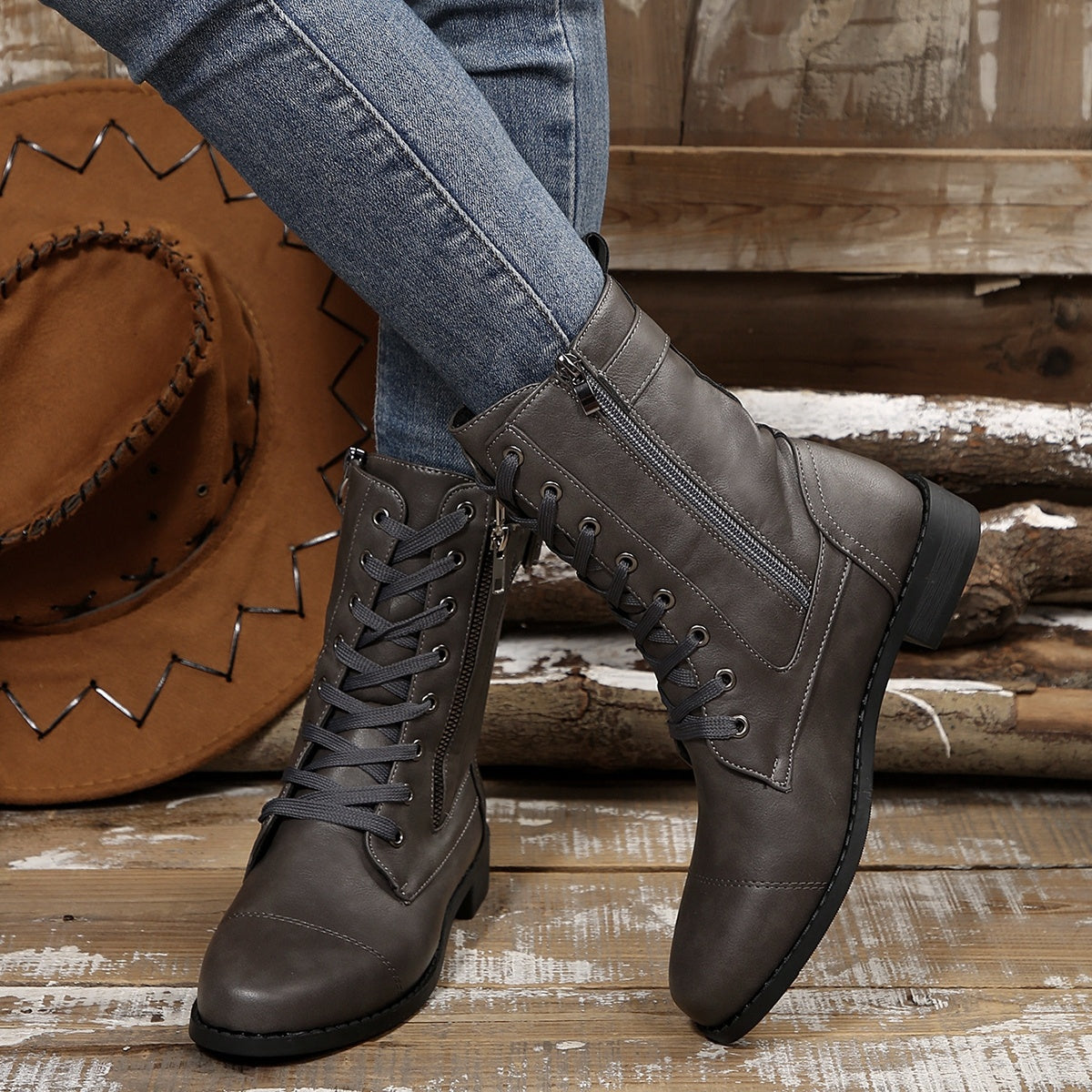 Karina – Botine de Damă din Piele cu Fermoar Lateral Confortabile