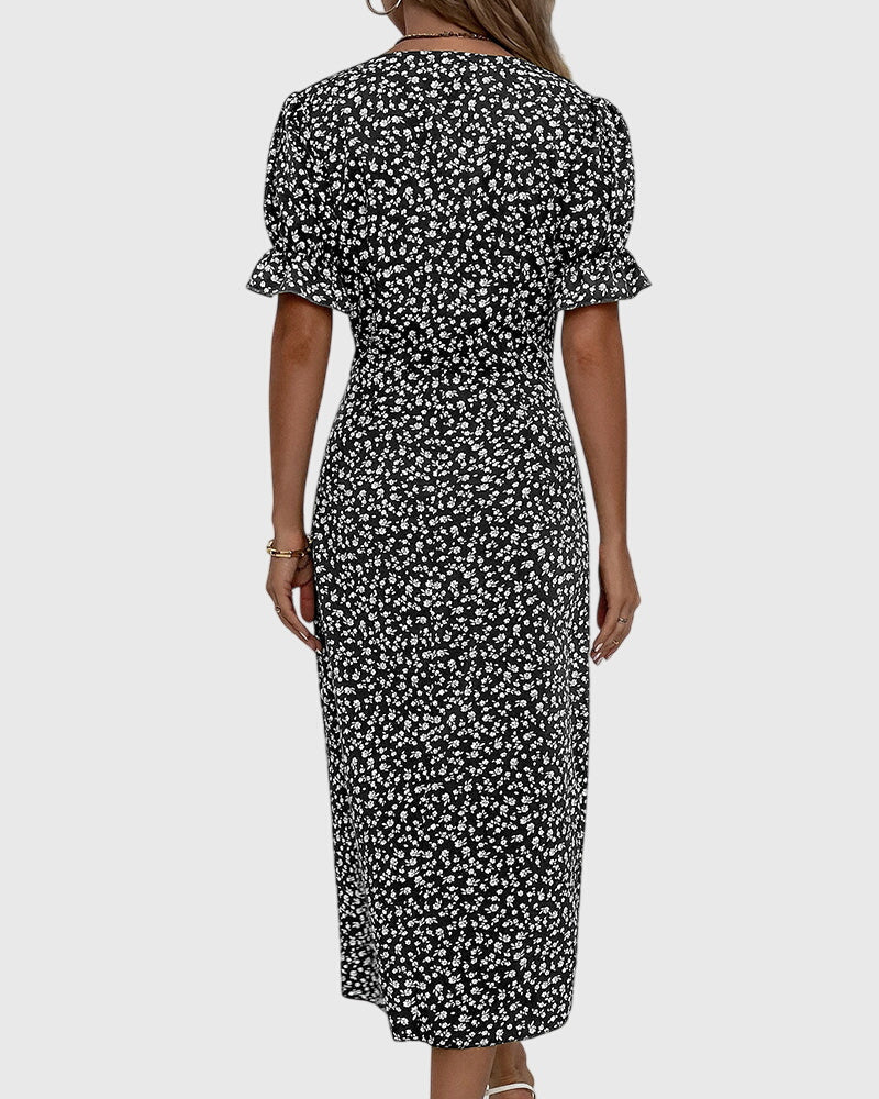 Barbara – Rochie V-Neck Damă Floral Elegant