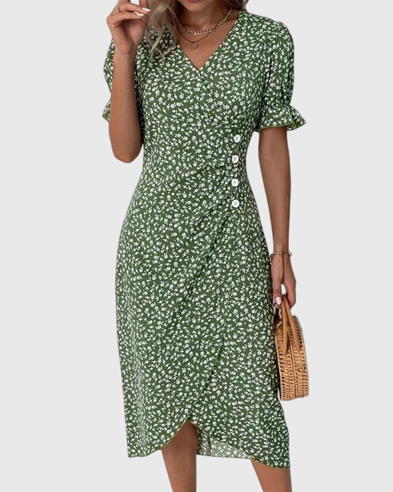 Barbara – Rochie V-Neck Damă Floral Elegant