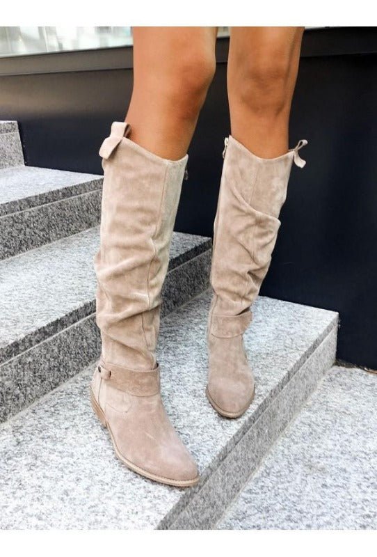 Glaiza – Botine de Damă Elegante Până la Genunchi din Suede