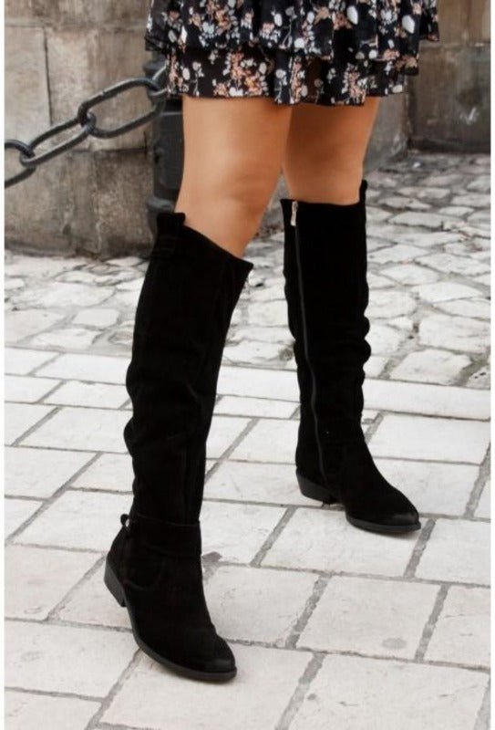 Glaiza – Botine de Damă Elegante Până la Genunchi din Suede