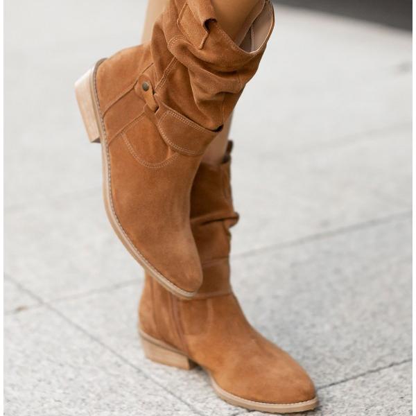 Alexis – Botine de Damă din Suede cu Toc Jos Elegant