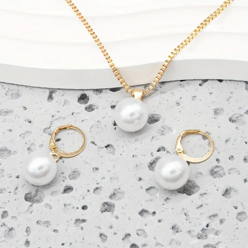Set de bijuterii cu perle Golden Grace