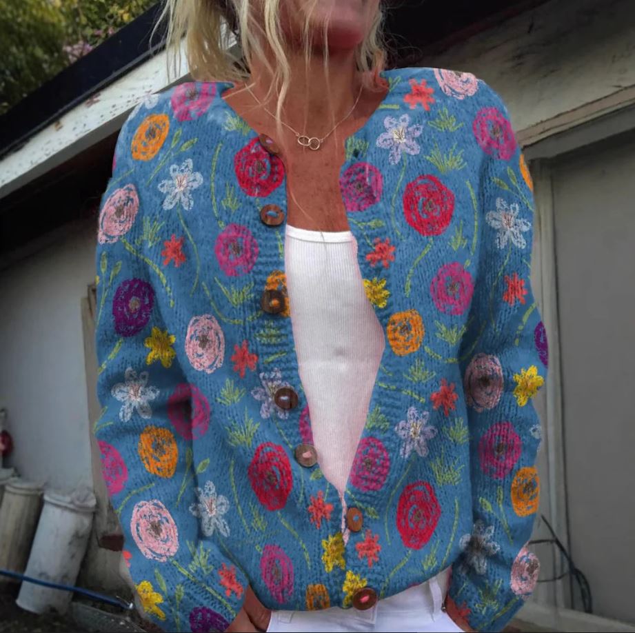Tilda | Vestă albastră cu model floral