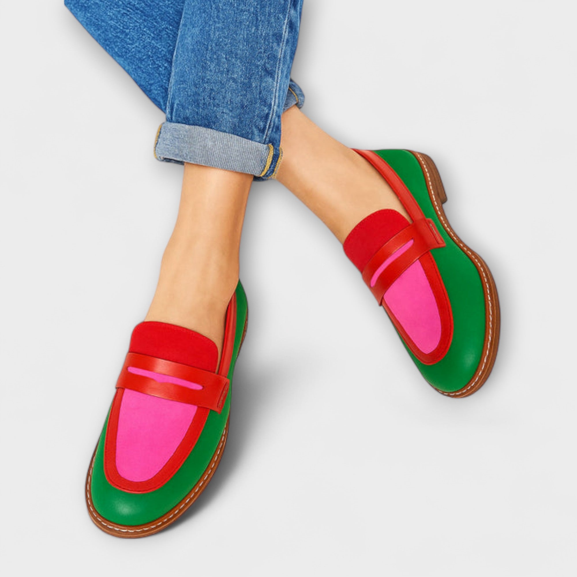 Nyla – Pantofi Loafers Dama Cu Blocuri de Culoare Casual Eleganți
