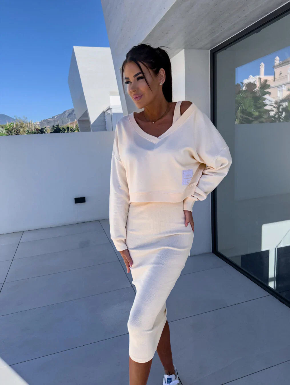 Lana - Set casual cu hanorac și rochie