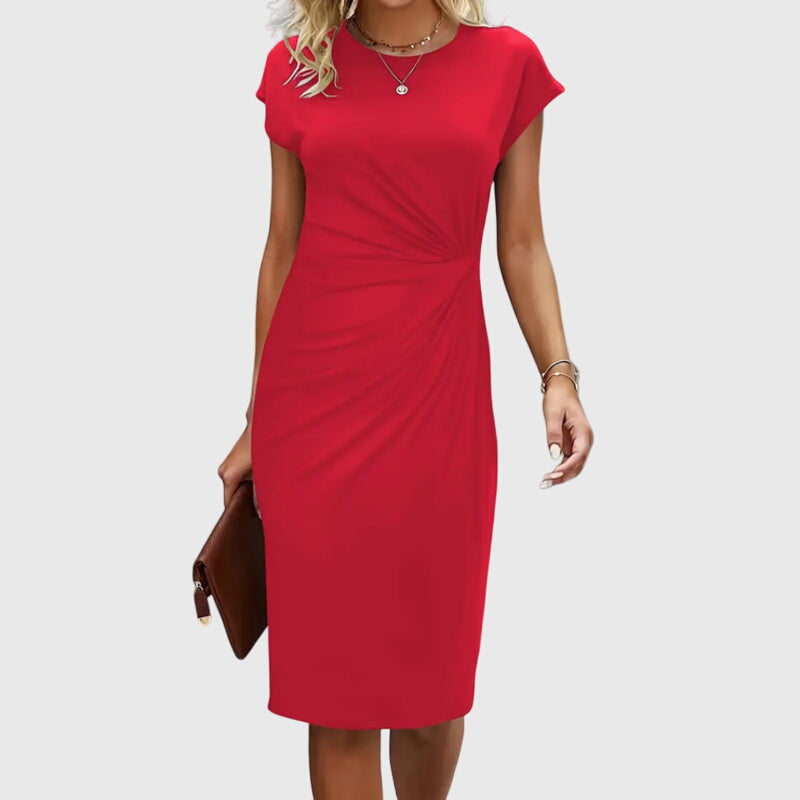 Anouk - Rochie midi formală cu mânecă scurtă pentru femei