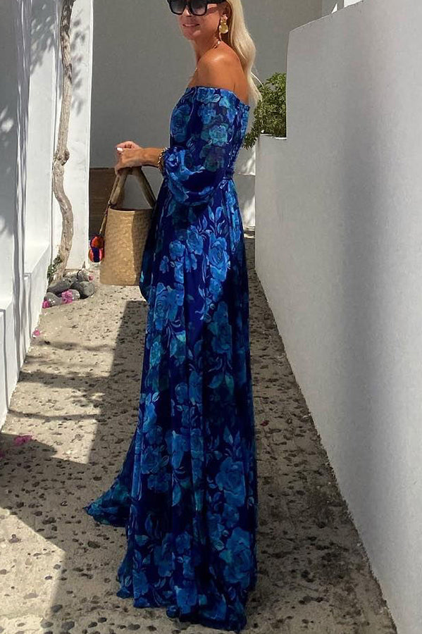 Calista | Rochie Maxi Florală cu Umeri Decupați