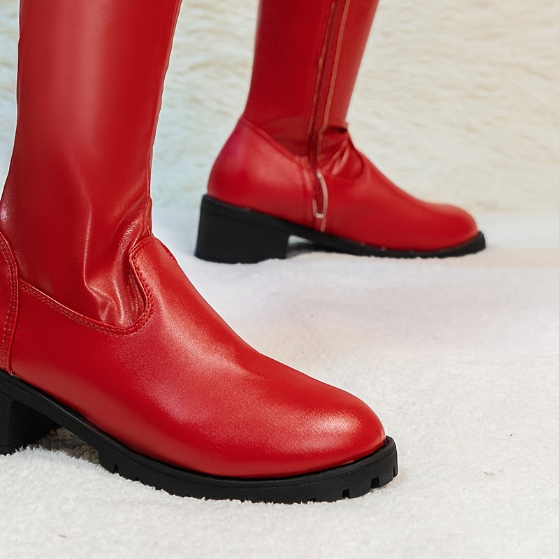 Carlie – Botine de Damă Până la Coapsă cu Toc Gros