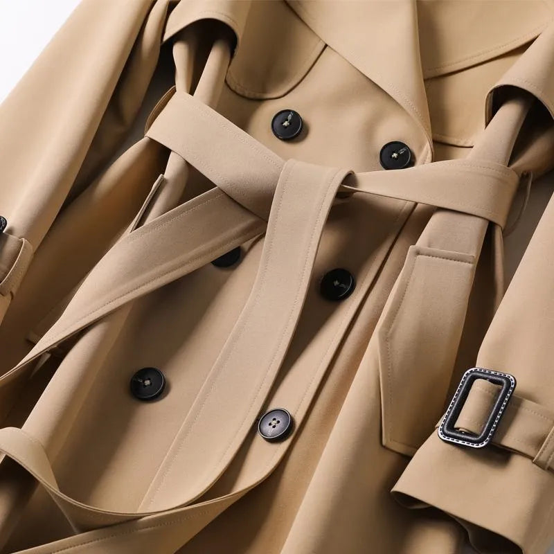 Jualita – Trench de Damă Clasic Elegant cu Curea în Talie