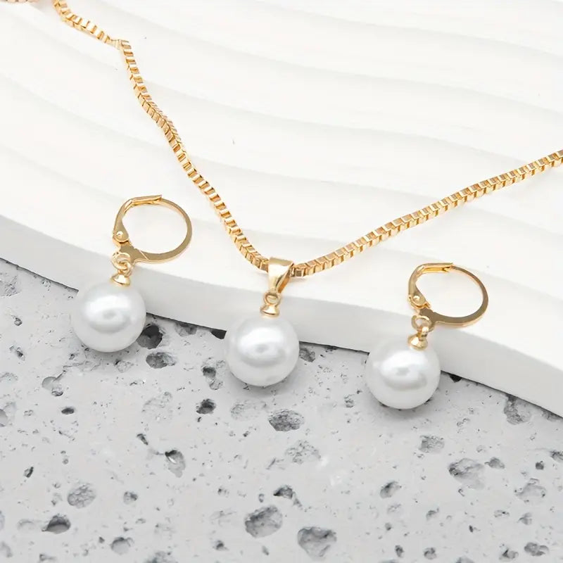 Set de bijuterii cu perle Golden Grace