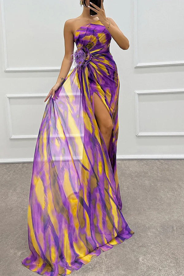 Mavis – Rochie de Damă Maxi Elegantă cu Imprimeu Vibrant
