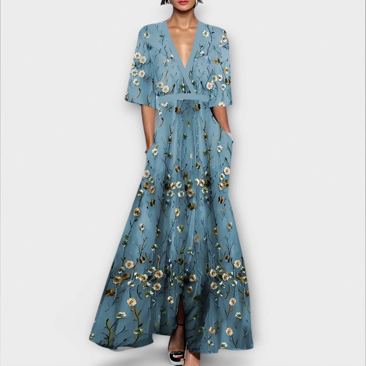 Jana – Rochie de Damă Maxi Florală Confortabilă