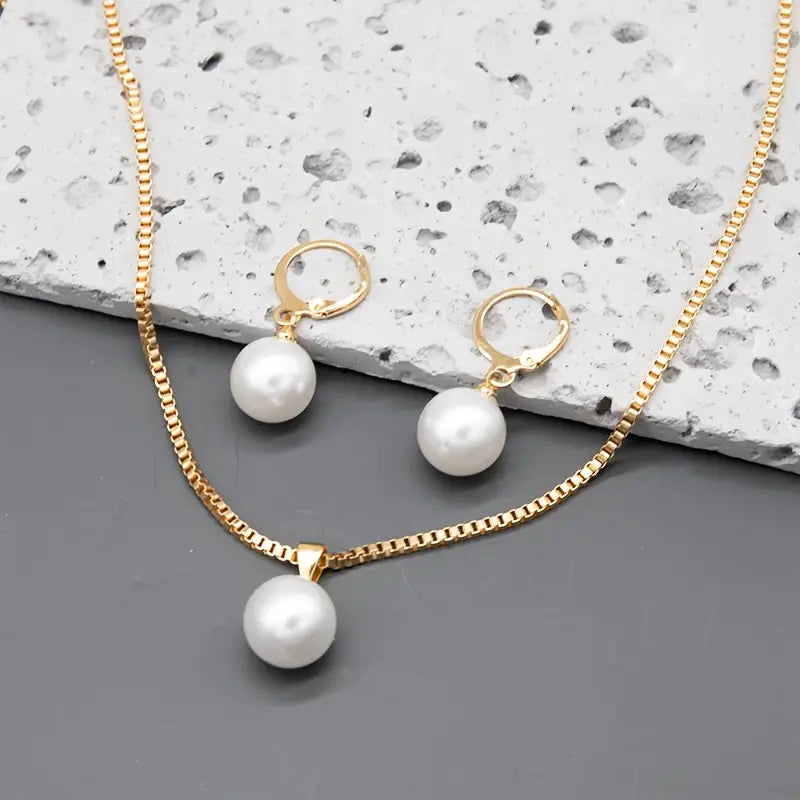Set de bijuterii cu perle Golden Grace