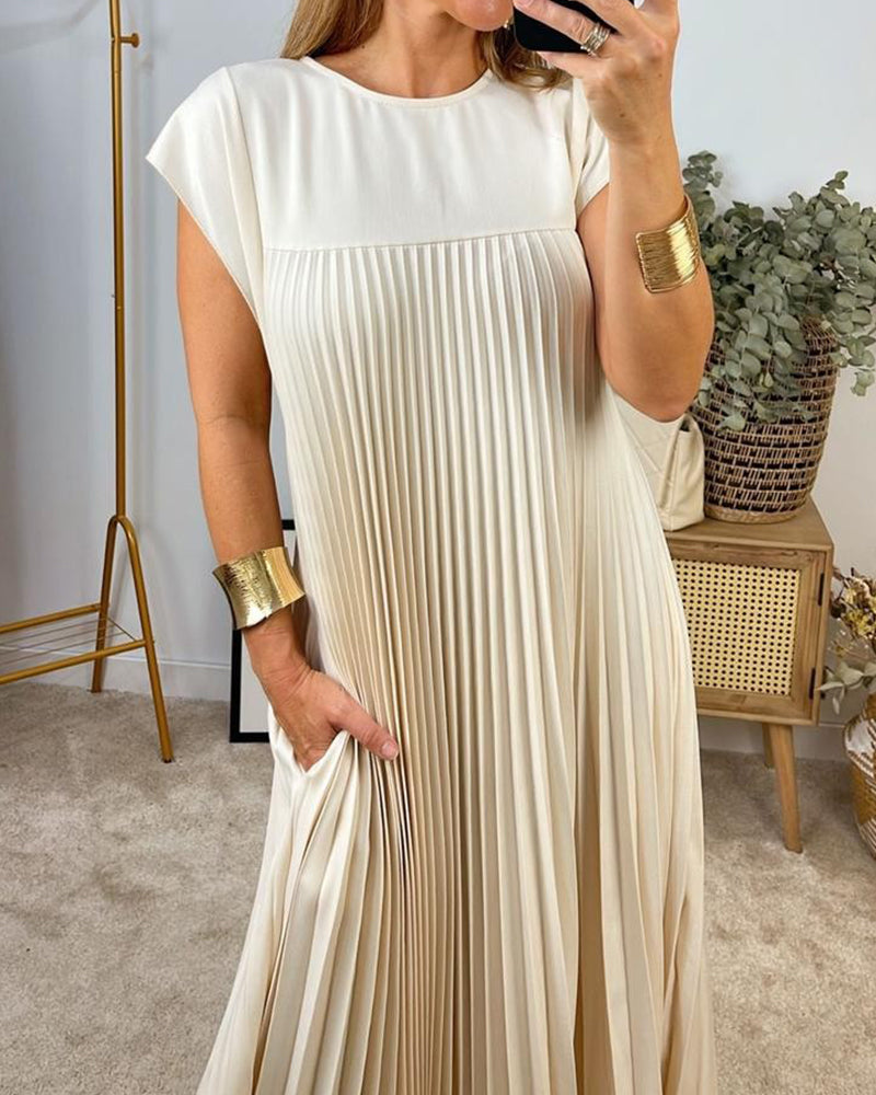 Amada – Rochie de Damă Elegantă Fără Mâneci cu Plisaje