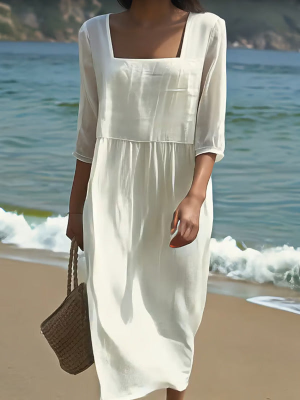 Lunelle – Rochie Lejeră de Damă din In și Bumbac, Croială Fluidă