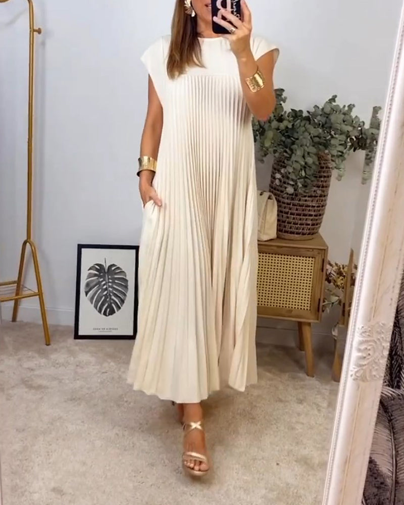 Amada – Rochie de Damă Elegantă Fără Mâneci cu Plisaje