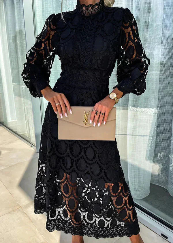 Pippa – Rochie de Damă Midi Elegantă cu Dantelă și Corset Ajustat