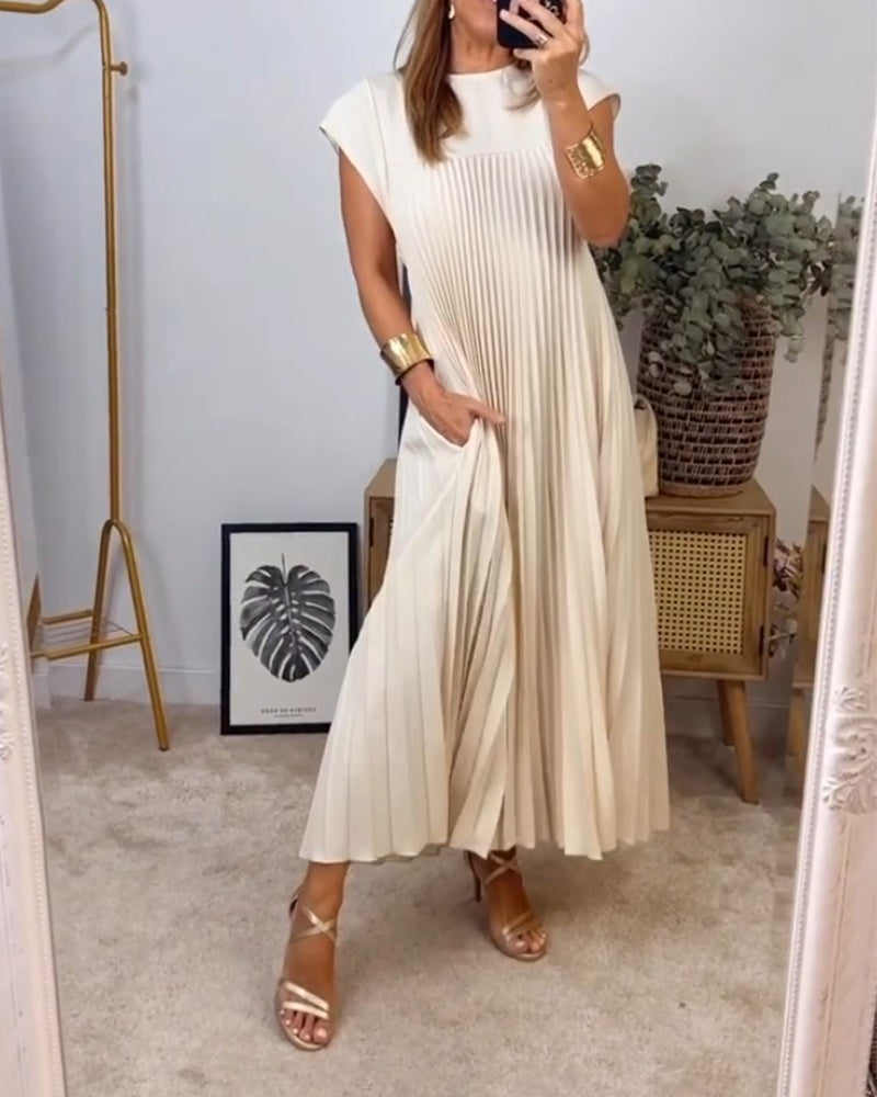 Amada – Rochie de Damă Elegantă Fără Mâneci cu Plisaje