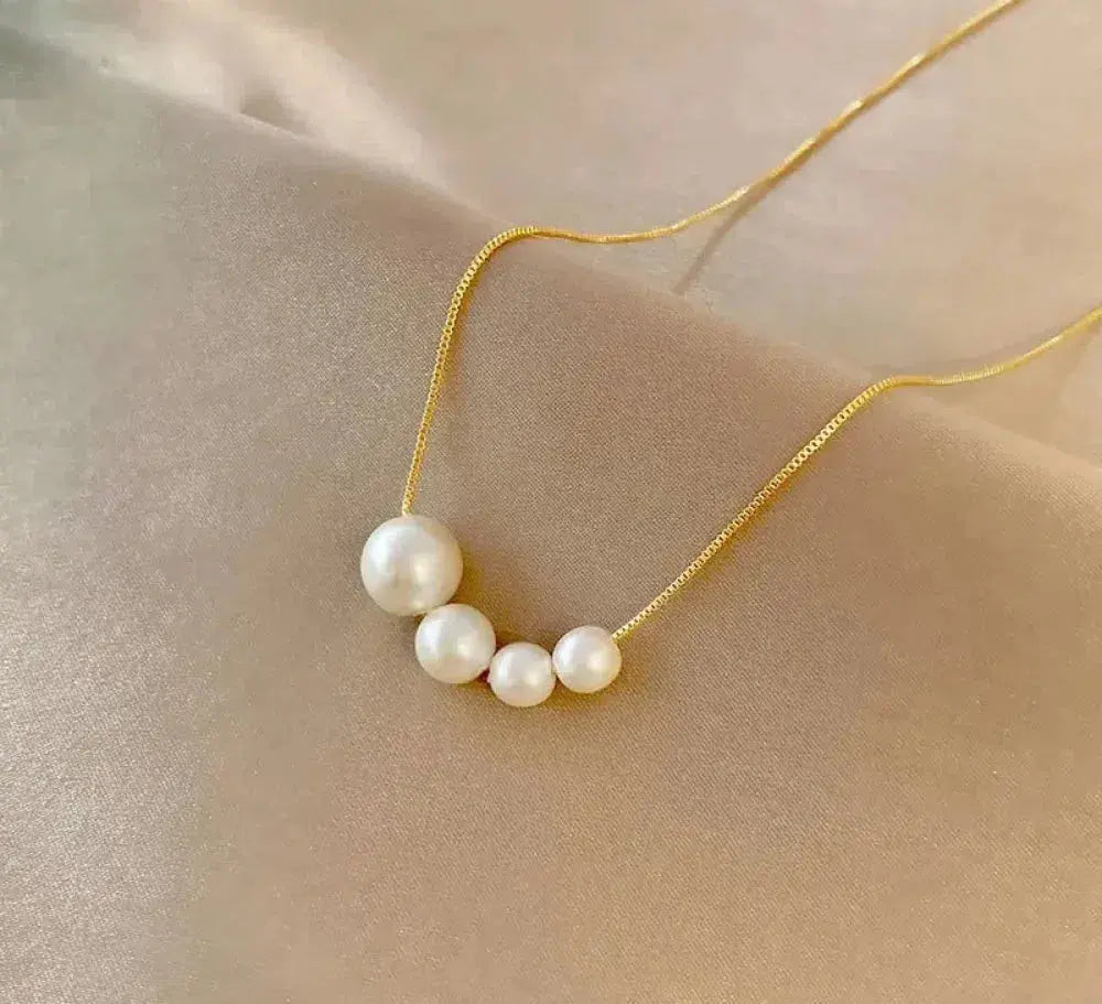 Colier Elegant din Aur cu Perle de Apă Dulce