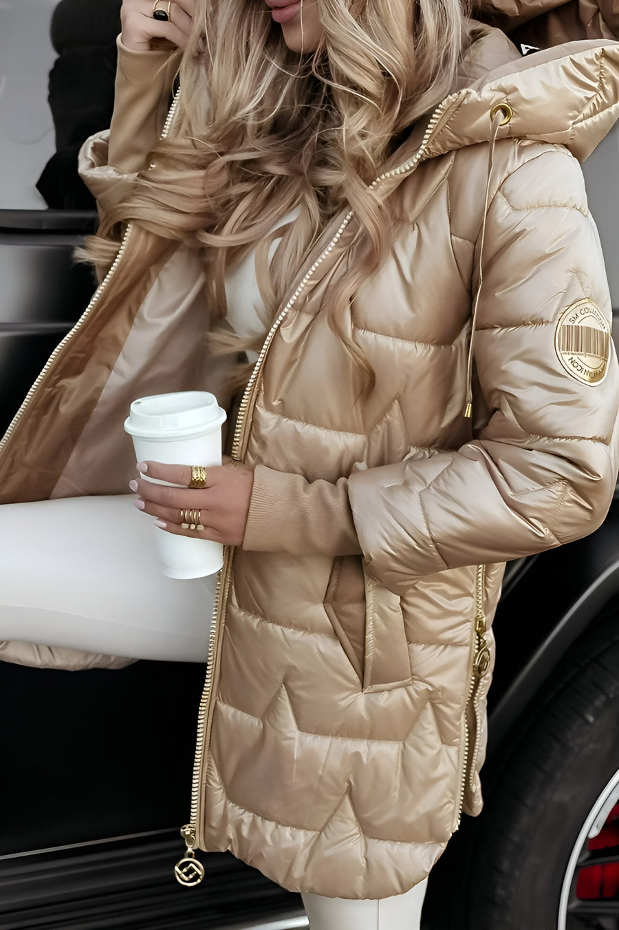 Mageina | Palton Elegant de Iarnă cu Glugă și Umplutură