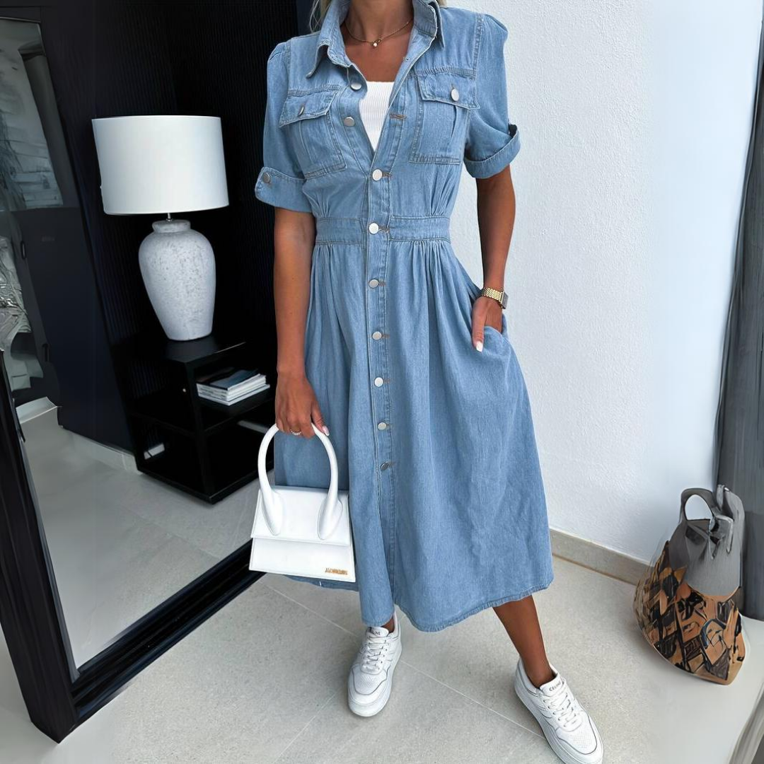 Celine – Rochie de Damă Denim Lejeră și Elegantă