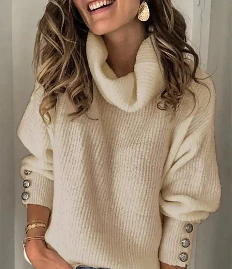 Jastina – Pulover Damă Tricotat Călduros cu Guler Înalt