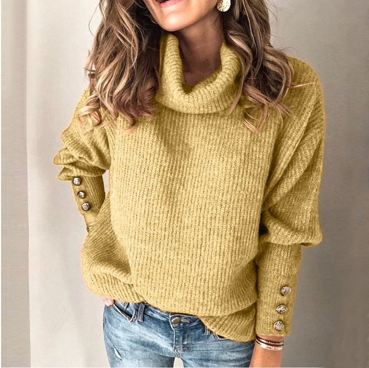 Jastina – Pulover Damă Tricotat Călduros cu Guler Înalt