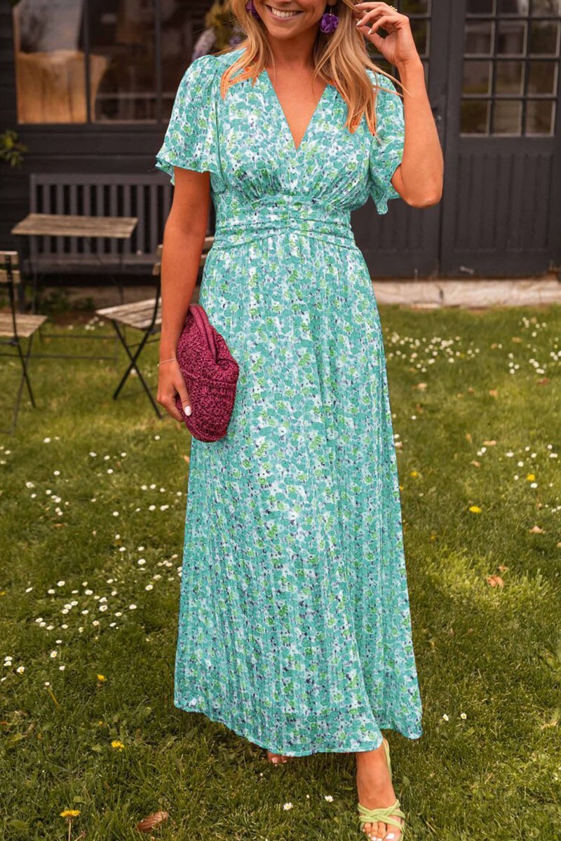 Pauline - Rochie lungă cu motiv floral
