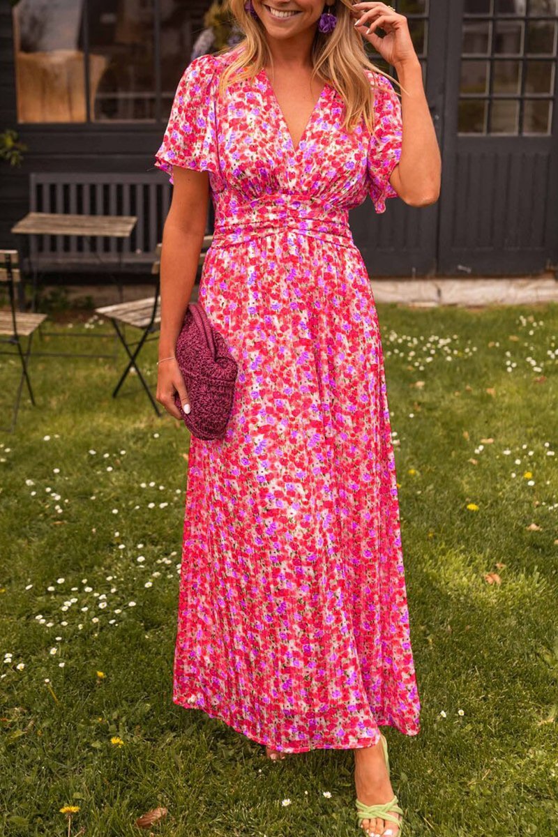 Pauline - Rochie lungă cu motiv floral