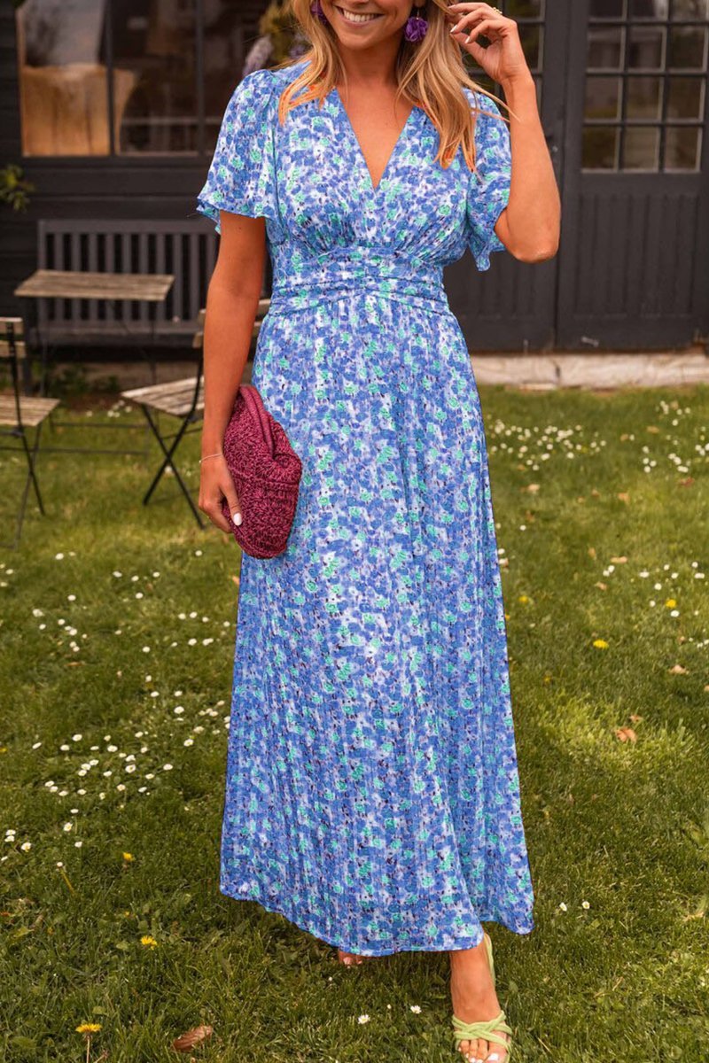 Pauline - Rochie lungă cu motiv floral