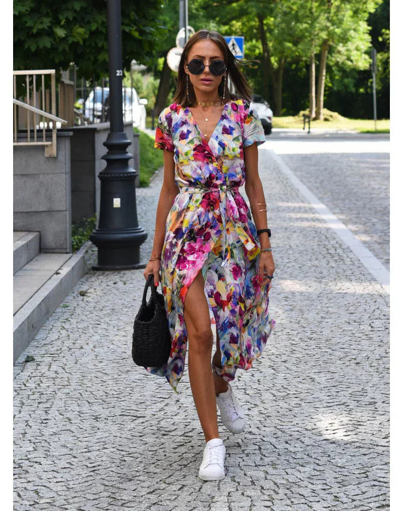 Agnieska – Rochie de Damă Elegantă Midi cu Decolteu în V