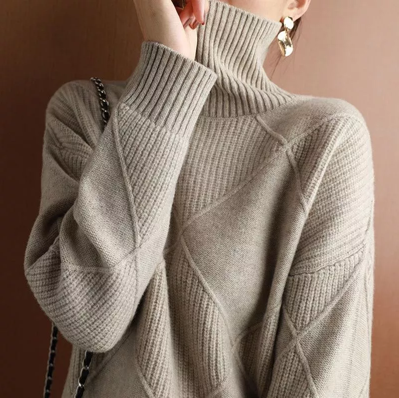 Marina - Pulover Elegant, Relaxat cu Guler Înalt pentru Confort Maxim