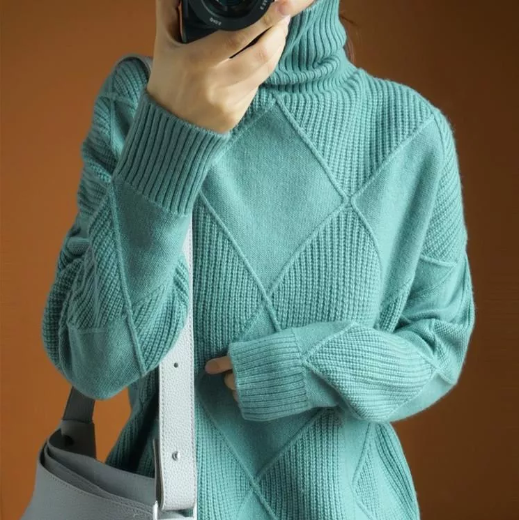 Marina - Pulover Elegant, Relaxat cu Guler Înalt pentru Confort Maxim