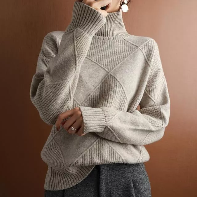 Marina - Pulover Elegant, Relaxat cu Guler Înalt pentru Confort Maxim