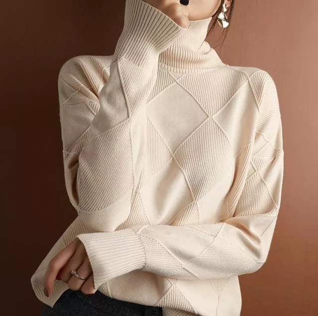 Marina - Pulover Elegant, Relaxat cu Guler Înalt pentru Confort Maxim