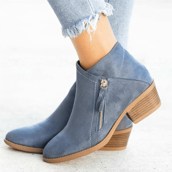 Irina – Botine de Damă cu Toc Mic și Fermoar Lateral