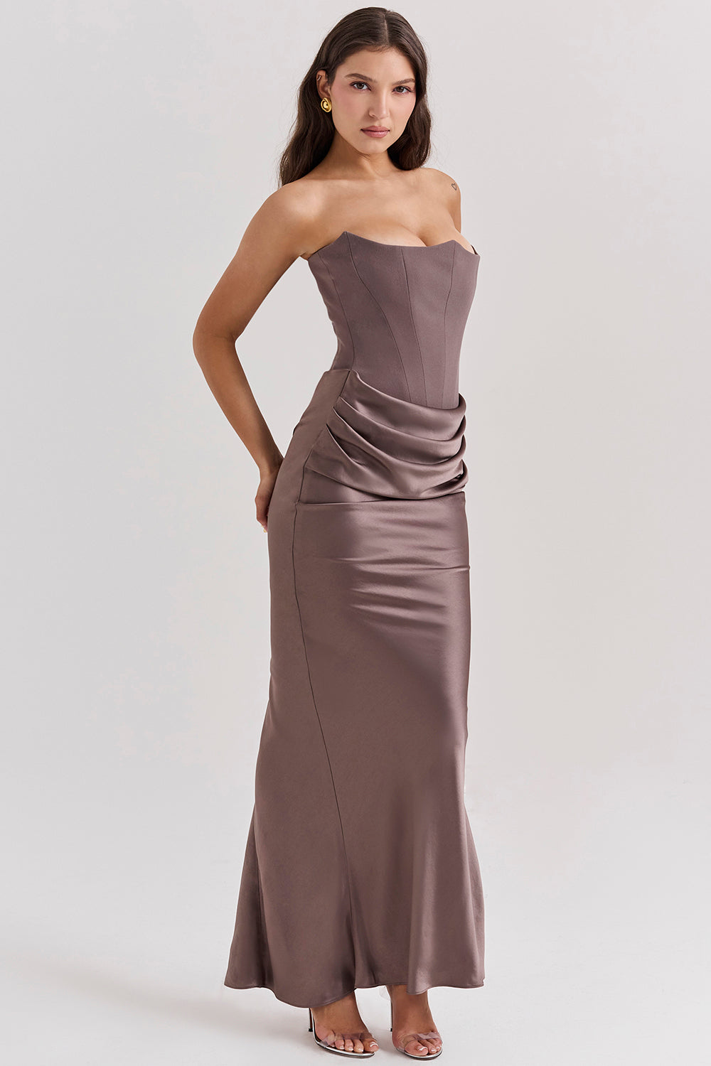 Madison – Rochie Satinată de Damă cu Siluetă Clepsidră Elegantă
