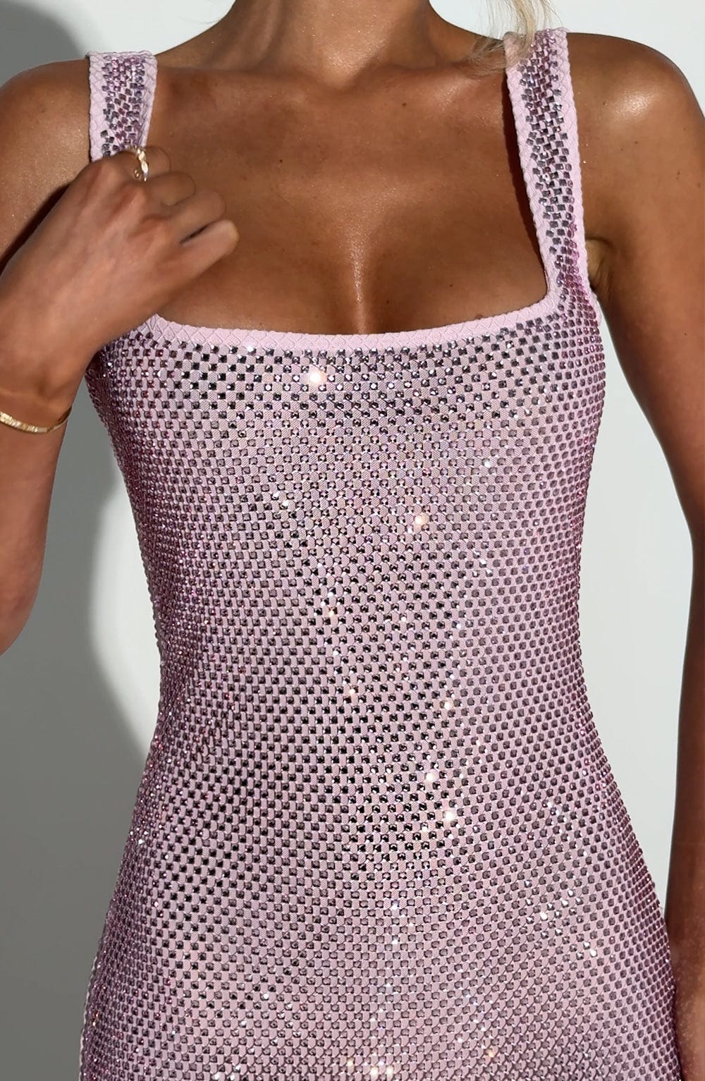 Sariel – Rochie Maxi Strălucitoare Bodycon cu Decolteu Pătrat