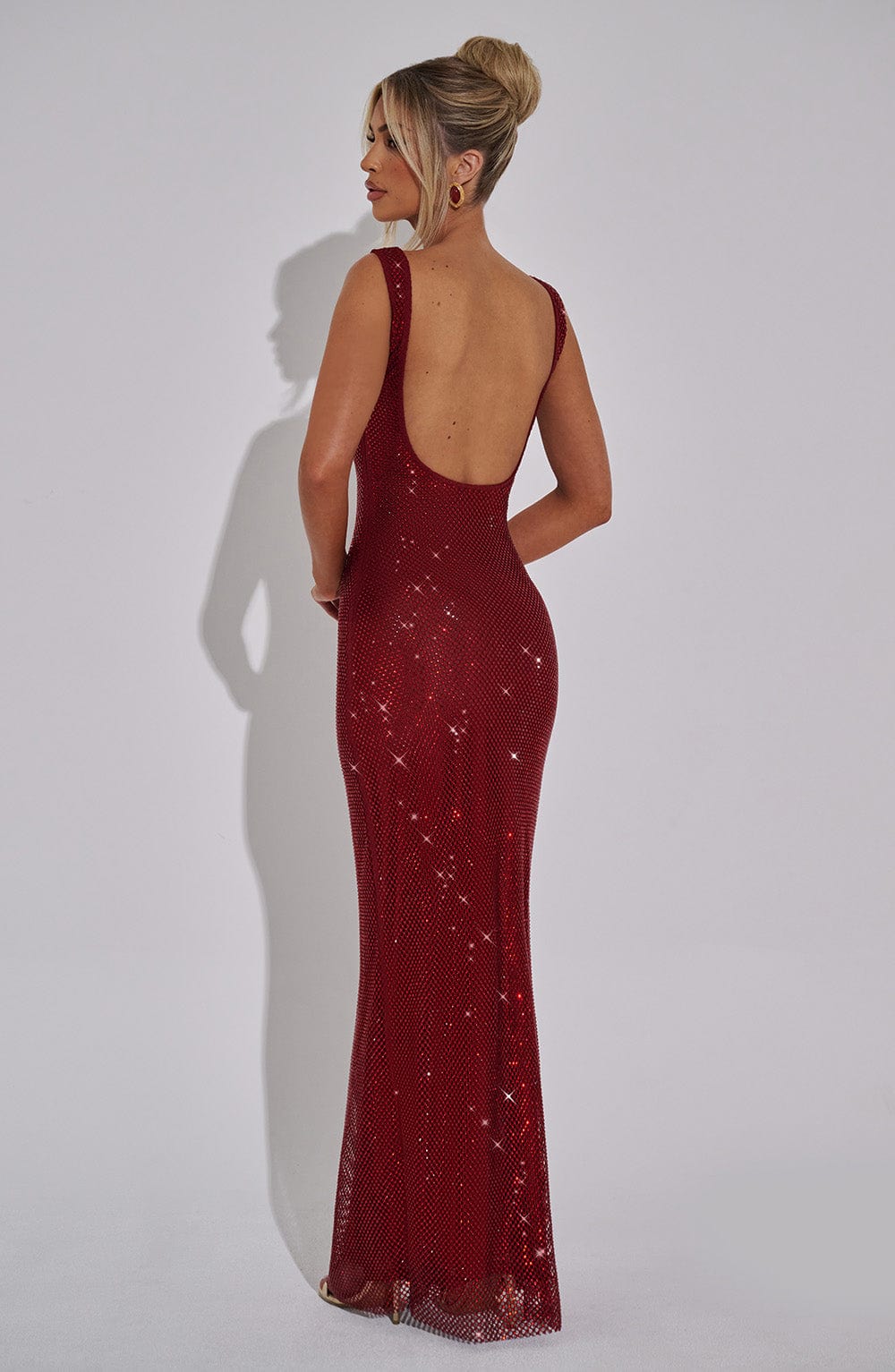 Sariel – Rochie Maxi Strălucitoare Bodycon cu Decolteu Pătrat