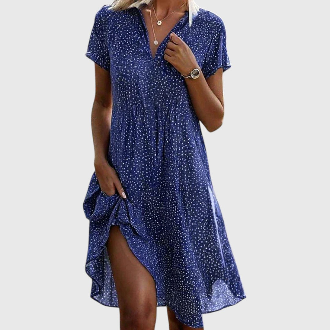 Mary - Rochie Midi cu Mâneci Scurte