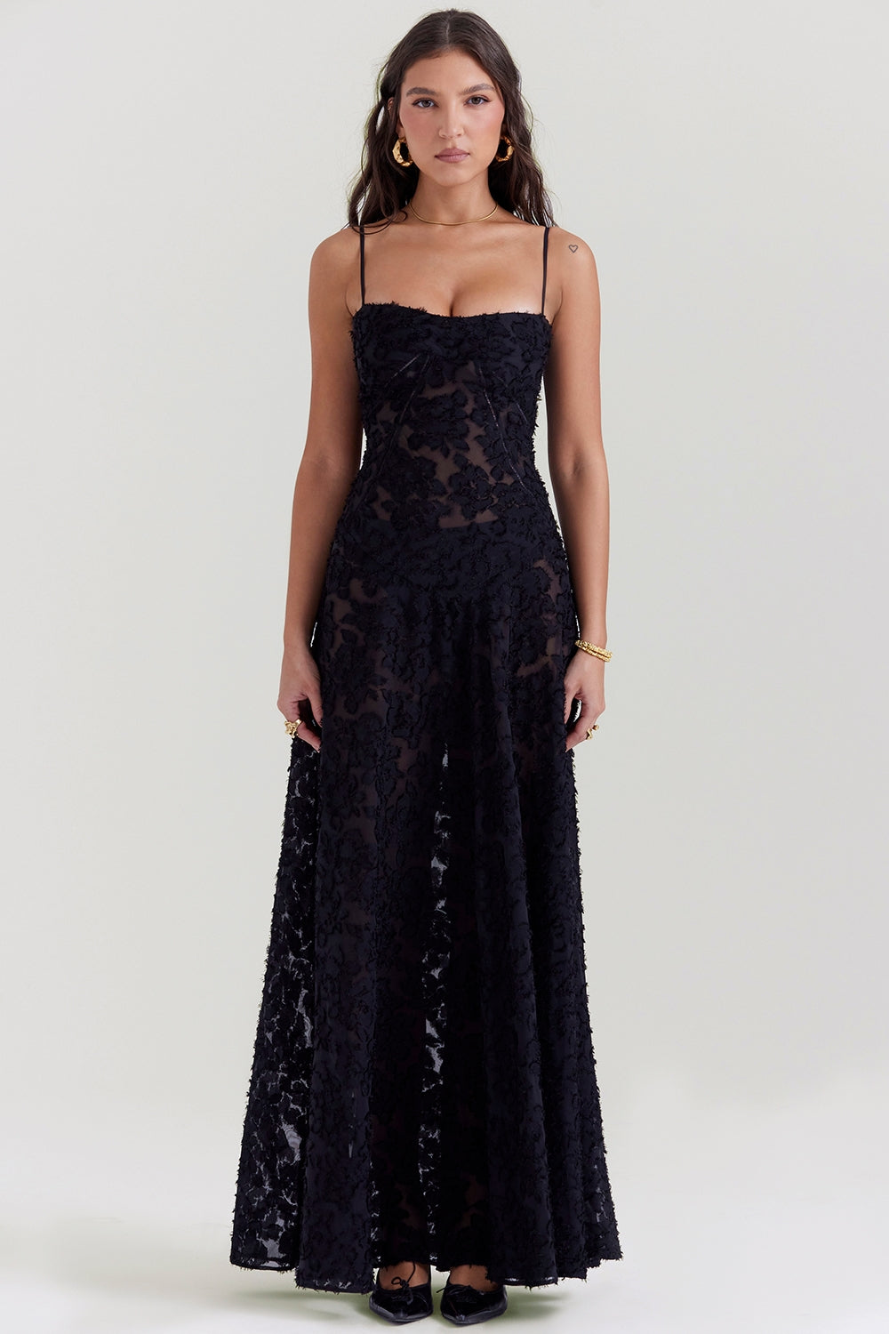 Seren – Rochie de Damă Maxi din Dantelă Florală Vintage