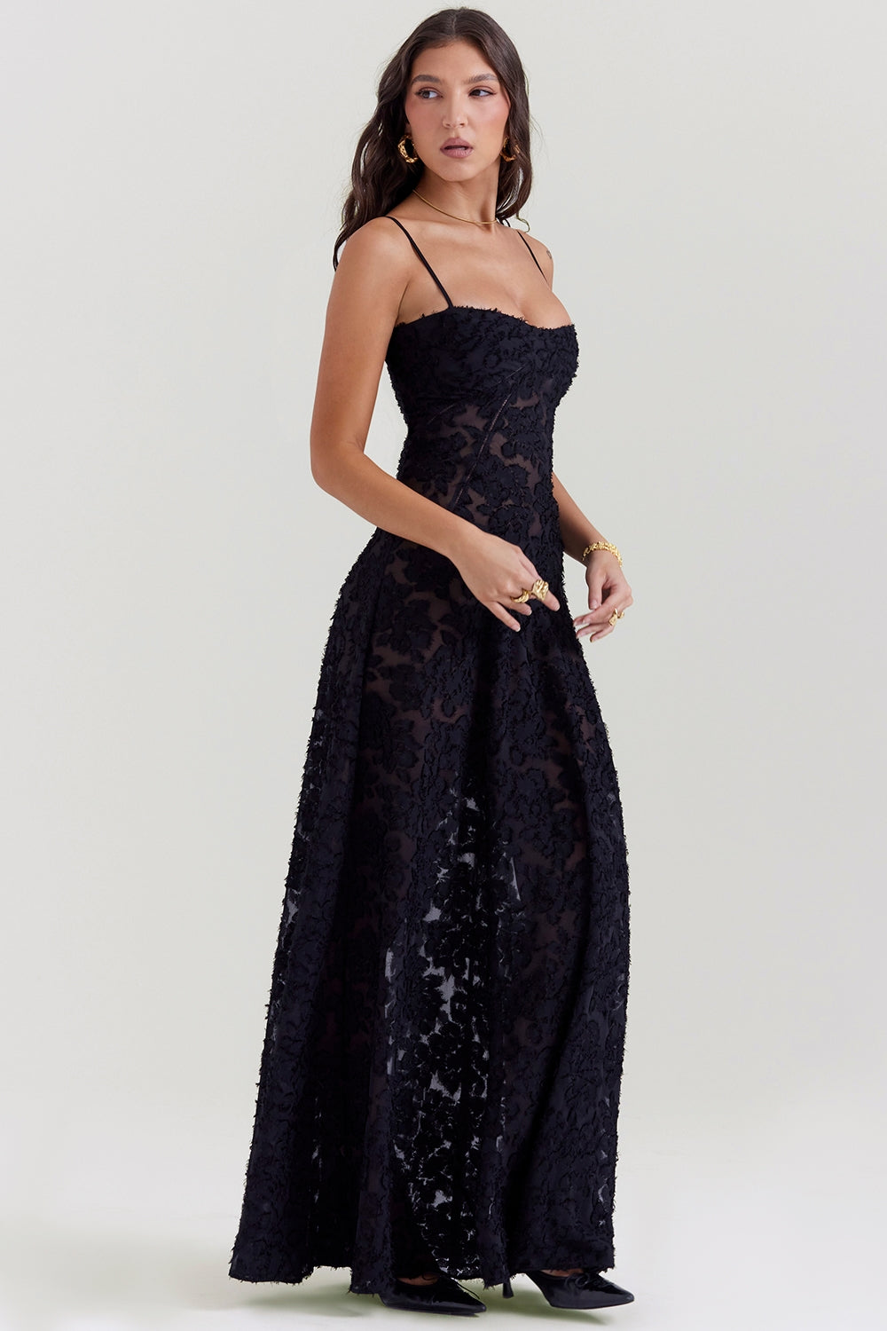 Seren – Rochie de Damă Maxi din Dantelă Florală Vintage