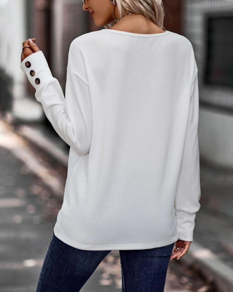 Therese – Top de Damă V-Neck Elegant cu Nasturi